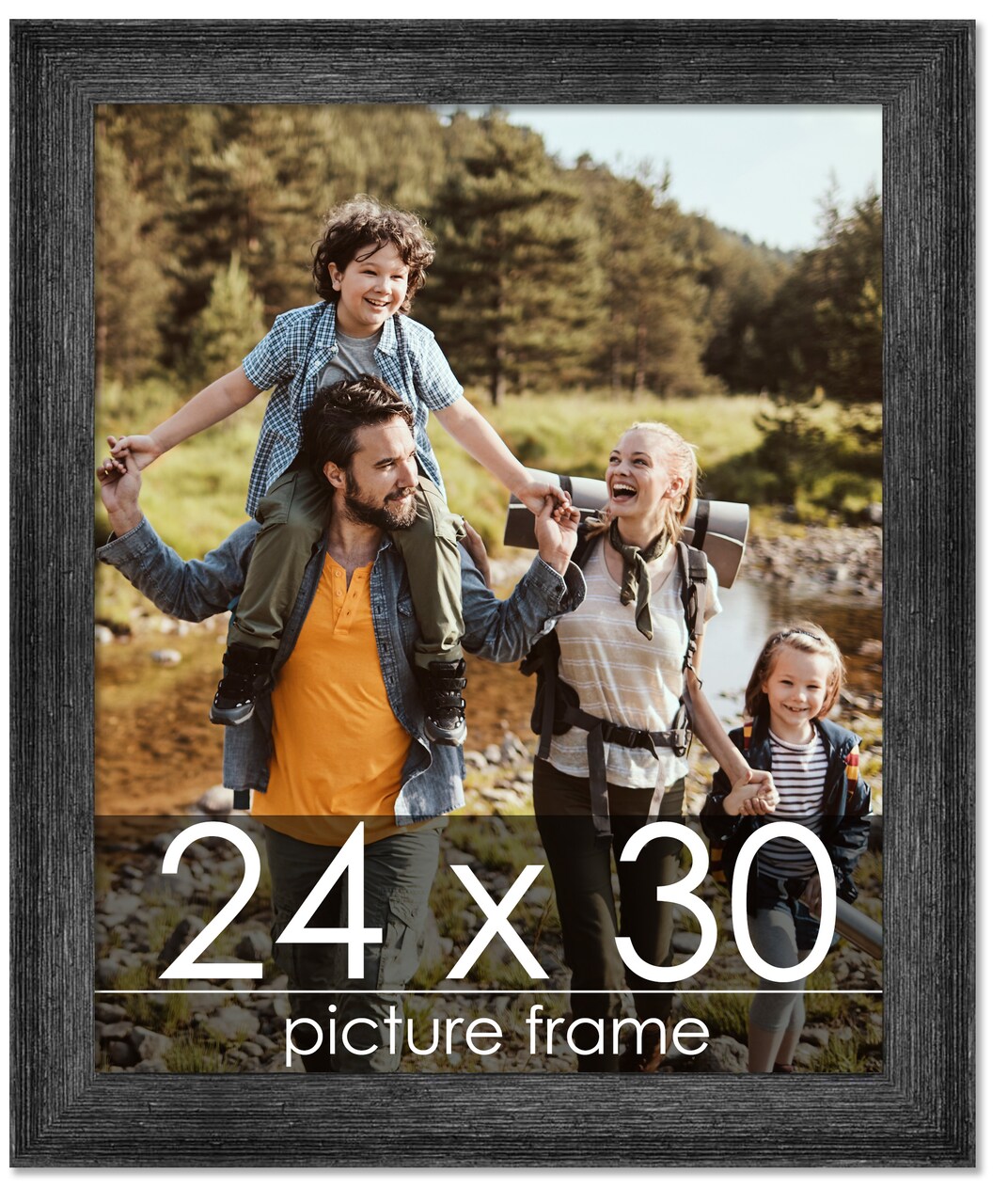 24x30 Wide Barnwood Picture Frame with UV-Resistant Acrylic & Acid Free Backing, Available in 6 Paint Finishes - Grey, Brown, White, and Black